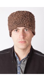 Brown karakul lamb fur hat